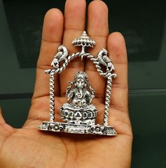 925 pure silver God Ganesha statue, figurine, puja article home temple art05