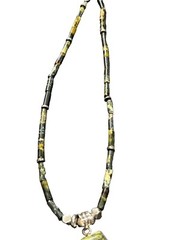 Vintage Serpentine Hematite Trapezoid Sterling silver 925 Necklace 16″