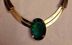 Vintage Vargas Cocktail Ring Necklace Set 18 KT H.G.E. Emerald Green Gold