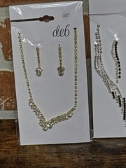 Avon(Deb) 2pc Lot Of 3 Goldtone Jewelry Necklace, Earrings Sets Faux Diamonds