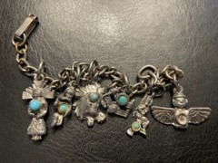 Vintage Silver Tone Charm Bracelet 7″ Fred Harvey Era AZ NM UT CA Western West