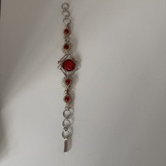 Vintage Antique Silesian Iron Wirework Necklace & Bracelet, Faux Ruby And Silver