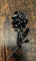 Vintage Jet Black Rhinestones Crystal Flower Leaf Mourning Brooch Pin Goth