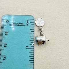 Vintage 925 Sterling Silver Small Piggy Bank Attached Coin Money Dangle Charm