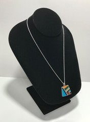 Vtg 925 Frank & Brihilda Coriz Multi-stone Pendant on 14K White Gold Rope Chain