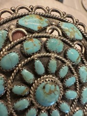 Sterling Silver Turquoise Cluster Pin Pendant by Navajo LMB Larry Moses Begay