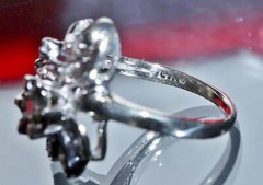 14k white gold ring 0.12ct natural diamond size 4.75 flower vintage 3.35gr N3444