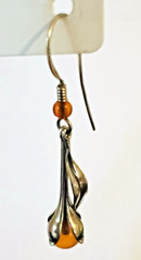 Lot of 6 Pairs Sterling Silver Baltic & Green AMBER Pierced Earrings Stud & Drop