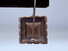 Vintage Square Sterling Silver and Smoky Quartz Drop Earrings Marked 925