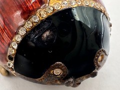 STERLING SILVER RED ENAMEL LADYBUG SIGNED MMA ART MUSEUM GLASS BROOCH PENDANT