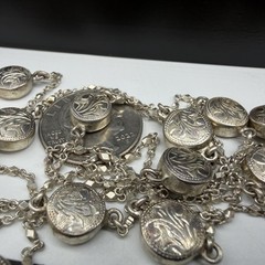 Vintage Sterling Silver Floral Engraved Station Link Chain 56″ Necklace 29.3g
