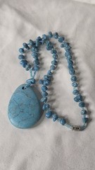 Vintage Turquoise, Howlite, Chip Bead Collar 16″ Necklace (742)