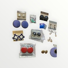 Vintage 80s 90s Fashion Earring Lot 14 Pairs Geometric Studs Lucite Dangles