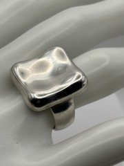 Vintage Sterling 925 Modernist Square Chunky Concave Ring Size 7