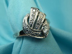 Vintage Circa 1910’s Cocktail Ring 2.2 Ct Lab Created Diamond 14k White Gold
