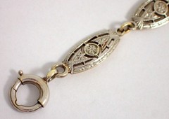 Antique Art Deco 5.6g SOLID 14k Yellow White Gold Two Tone Filigree Bracelet