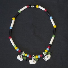VTG Flying Colors 3 Duck Colorful Ceramic Bead Necklace Bold Statement