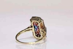 Vintage Art Deco Style Round Cut Lab Created Diamond 14K Gold FN Engagement Ring