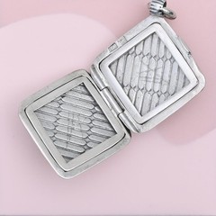 Antique Victorian Niello Silver Unique Striped Double Sided Charm Pendant Locket