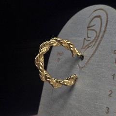 Gold Tone Twisted Rope Hoop Earrings Vintage 1970s 1980s Costume Jewelry