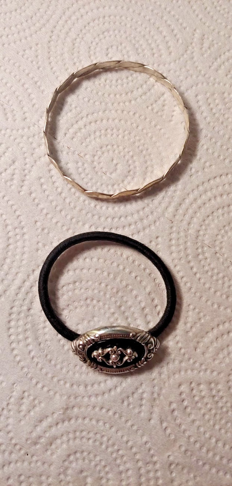 Sterling Silver (925) Bracelet and Pony Tail Tie with Silver Clasp