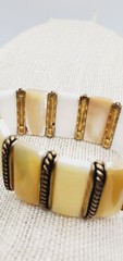 Creamy Yellow and Gold tone Lia Sophia Bisque Stretchable Bracelet 7.5”