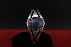 Vintage 925 Silver Mexico Modernist Sodalite Cuff Bracelet ~30g