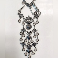 Vintage GOLDETTE Etruscan Revival Necklace Silver Tone