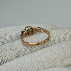 Vintage Original Rose & White Gold Cubic Zirconia Ring 585 14K 2.43 g. 7 1/4 US