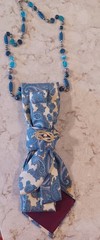Handcrafted Necktie Necklace Vintage Diamond Rhinestone Brooch