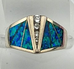Atasay Kuyumculuk Turkish Sterling Silver Lab Fire Opal CZ Ring Size 7.25