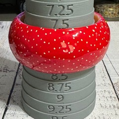 Vintage Erwin Pearl Polka Dot Bangle Bracelet Red White Resin Signed Jewelry 80s