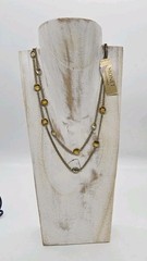 Monet Necklace Layered 2 Row flat crystal Gold tone Couture Vintage 17 in