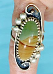 Picture Jasper Ring Sterling Silver Size 7.5 Vintage – American Made
