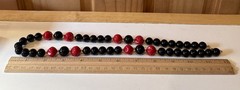 Vintage 1960s Red Black Bead Necklace