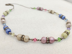 925 Austrian Crystals/Rhinestones/Beads on Chain Necklace, 22″ Free Ship! #625