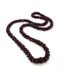 Vintage 1980s Long Single Strand Almandine Garnet Rondelle Beaded 26″ Necklace
