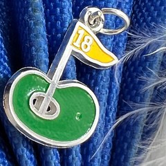 Vintage 0.925 Sterling Silver golf, 18 hole enamel CHARM PENDANT