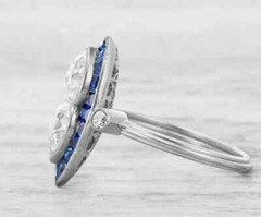 Art Deco Style Lab Created Diamond Engagement Anniversary 14K White Gold FN Ring