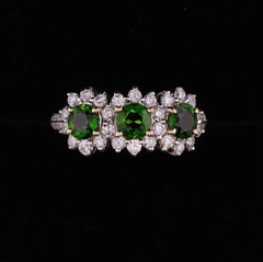 Diamond and Green Tourmaline 3 Stone Right Hand Ring 14K 2.5 Carats – Size 7-1/2