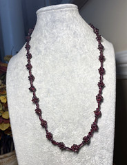 Genuine Almandine Garnet Unusual Cluster Station Bead Necklace Clasp-Free 35″