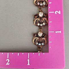 Vintage Rhinestone Bracelet Clip Earrings Set AB Western Germany Filigree Enamel