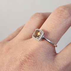NIB Semi VTG 1cts Golden Champagne Topaz 925 Ring Sz 9/10