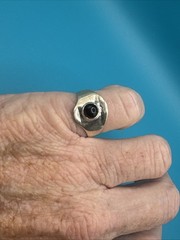 Vintage Sterling Silver and Black Onyx Ring Sz 7.25