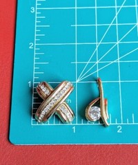 Vintage Lot of 2 Gold Tone LR Lady Remington Rhinestone Necklace PENDANT SLIDES