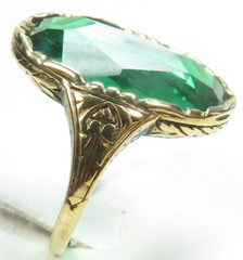 Antique French 1920’s Green Stone 13KY Ring Size 5.5 UK-K1/2 9.26Ct Art Deco