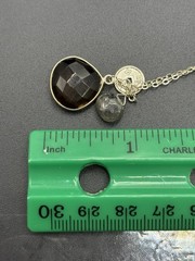 16″ Vintage Sterling Silver Smoky Quartz Pendant Necklace 925 C30