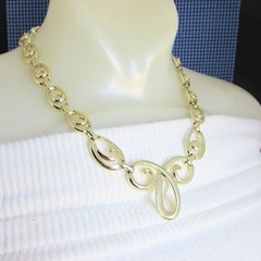 Vintage Scroll Swirls Links 19″ Necklace Gold Plate Unsigned
