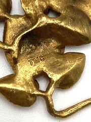 Vintage The Museum Company TMC Brooch Pin Leaves Leaf Gold Plated Pewter Signed