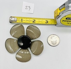 Vtg Gray Black Enamel 5 Petals Flower Large Brooch Pin #23